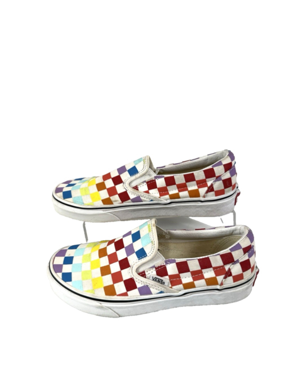 VANS Classic Slip On Rainbow Checkerboard 7 women's 5.5 mens Multi Color Shoes